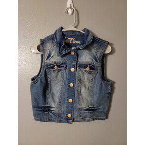 Wallflower Blue Denim Jean Vest Girls Size M Button Up